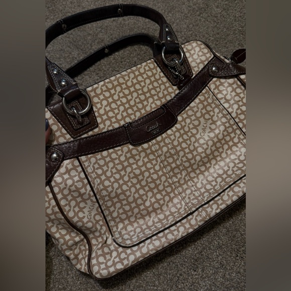 Vintage Coach Bag in Coated Canvas with Leather Trims and Straps - Picture 2 of 7